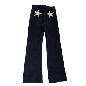 Free People Jeans Size 32 Black Firecracker Flare Gold Star Back Pockets